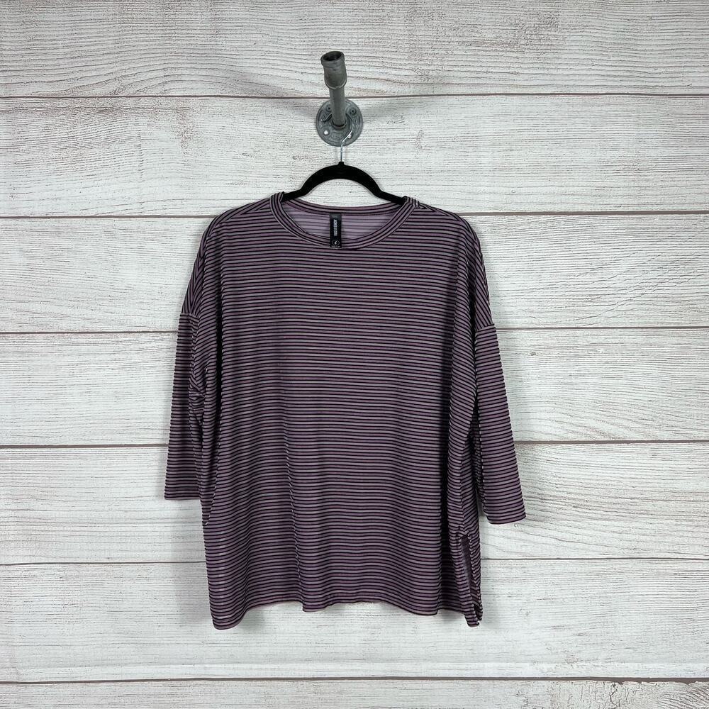 Agnes & Dora Women's Purple Stripe Velour Oversized Top Size Large